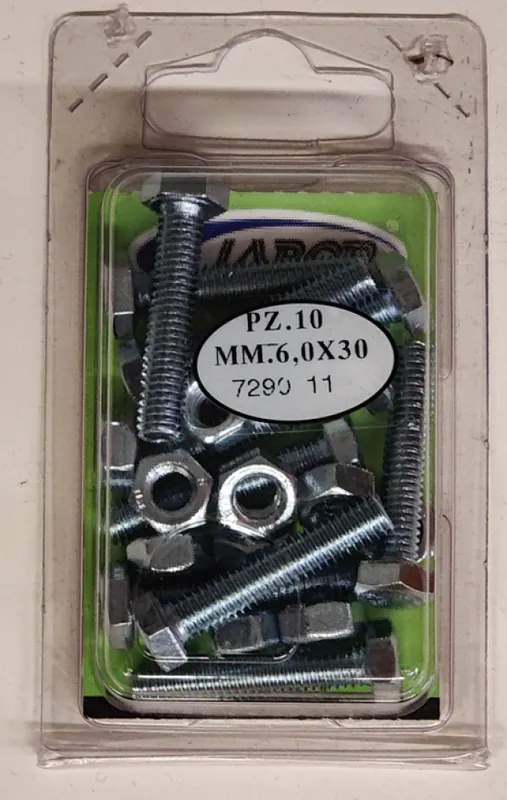 Bulloni e dadi esagonali So.Di.Fer 6x30mm 10pz - 729011 Nuova Collezione