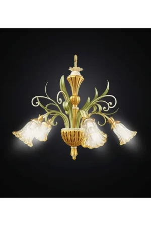 Subito Disponibile Lampadario classico in legno e ferro battuto a 5 luci BGA 3641/5