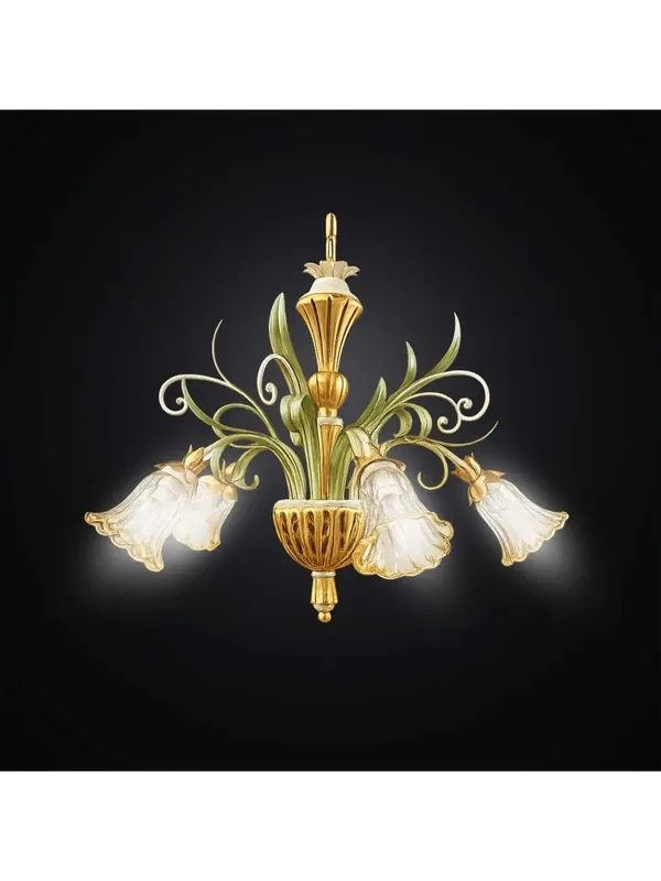Subito Disponibile Lampadario classico in legno e ferro battuto a 5 luci BGA 3641/5