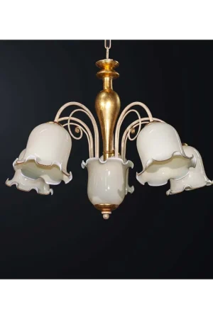 Prezzo Basso Lampadario classico in foglia oro e vetro a 5 luci BGA 3635/5