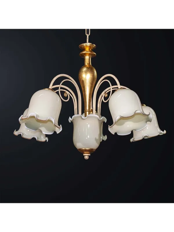 Prezzo Basso Lampadario classico in foglia oro e vetro a 5 luci BGA 3635/5