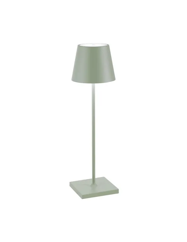 Zafferano Poldina Pro luce da tavolo ricaricabile finitura salvia Nuova Collezione