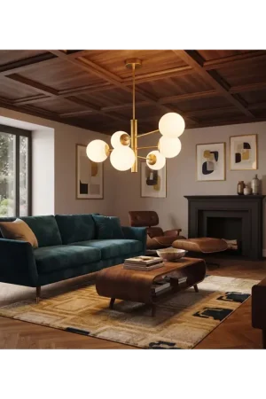Prezzo Ridotto Lampadario moderno oro con sfere in vetro bianco a 6 luci BGA 3650-6