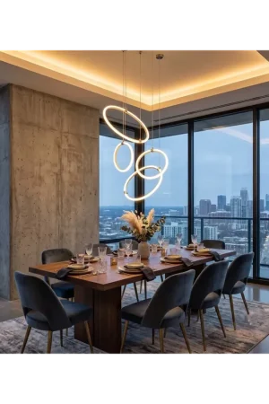 Lampadario a sospensione moderno cerchi a led tubo silicone modellabile BGA 3648-p Spedizione Espresso