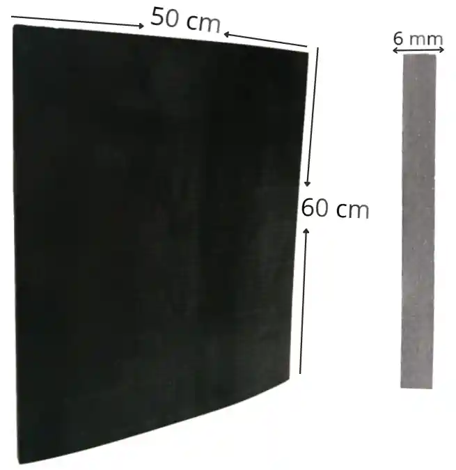 Lastra in Gomma Nera 6 mm - 50x60 cm - Tappeto in Gomma Antiscivolo Multiuso, Gomma per Guarnizioni, Protezione e Isolamento Ultime Pezzi