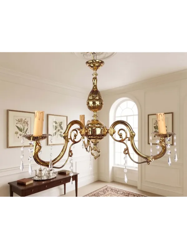 A Buon Prezzo Lampadario classico a 3 luci oro antico con cristalli Frc 4354/3
