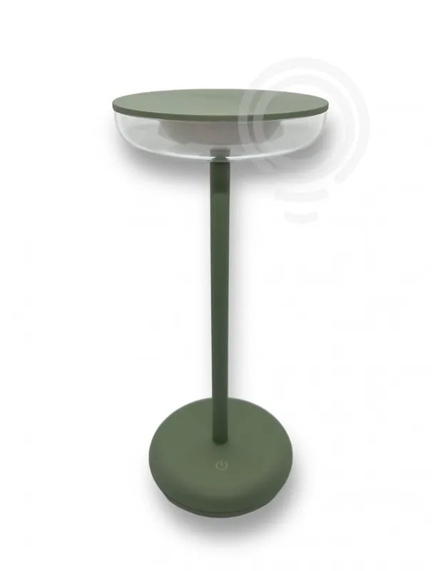 Lampada da tavolo ricaricabile a batterie in metallo e Abs verniciato per uso interno/esterno salvia Promozione