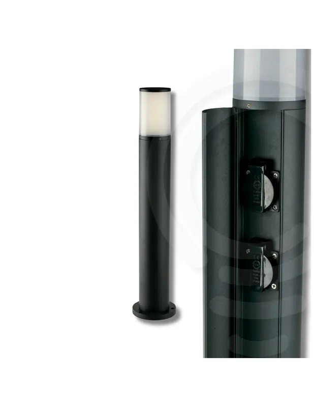 Compra Oggi Stesso Led-hub palo led antracite 13w 1440lm 4000k ip54 2 prese schuko 2500w 13x65cm