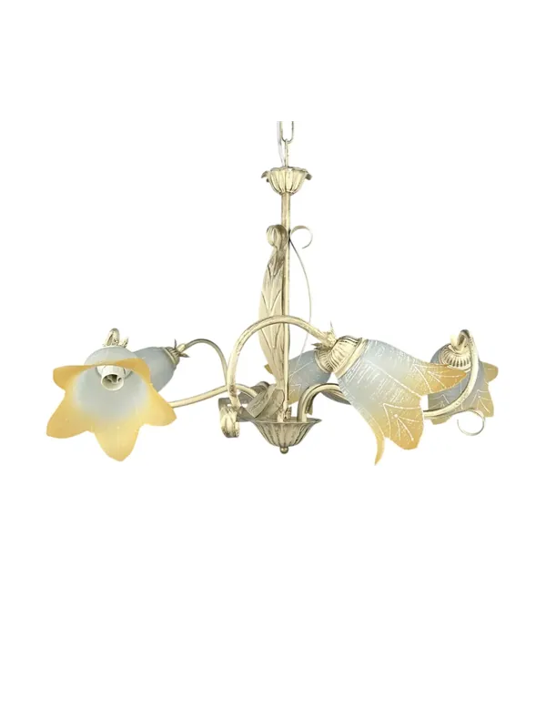 Offerta Lampo Lampadario in ferro battuto avorio e oro a 5 luci coll. Francy