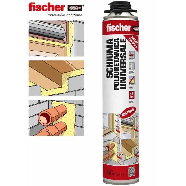 Subito Disponibile SCHIUMA POLIURETANICA per pistola UNIVERSALE FISCHER PU 1K / PUP 1K 750 ML