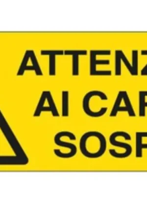 Super Prezzo Cartello in alluminio Cartelli Segnalatori testo Attenzione ai carici sospesi- EF1751K