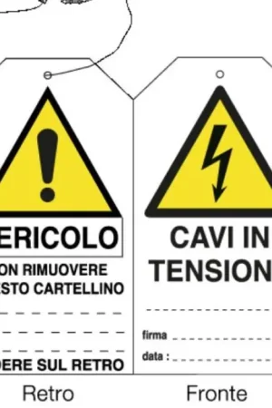 Novità Cartellino appendibile Cartelli segnalatori testo ‘cavi in tensione‘ fronte retro - 98-15