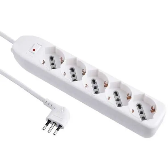 A Buon Prezzo MULTIPRESA 5 SCHUKO + INTERRUTTORE spina piccola 10A, Lunghezza cavo 1,5 metri