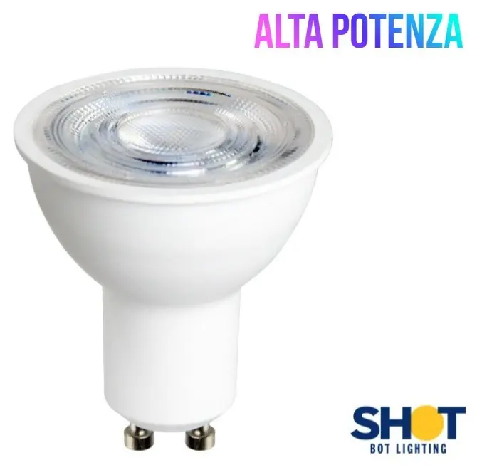 Lampada faretto LED attacco GU10 60° Alta Potenza 7W - equivalente a 110W, 4000K luce fredda Ultime Pezzi