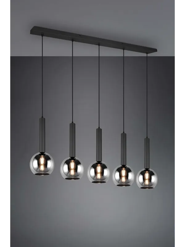 Lampadario a sospensione moderno con vetri cromo a 5 luci TR739 Miglior Prezzo