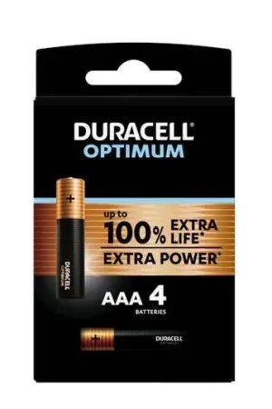 Prezzo Ridotto BATTERIE PILE DURACELL OPTIMUM DO34 MINISTILO AAA 4 PEZZI