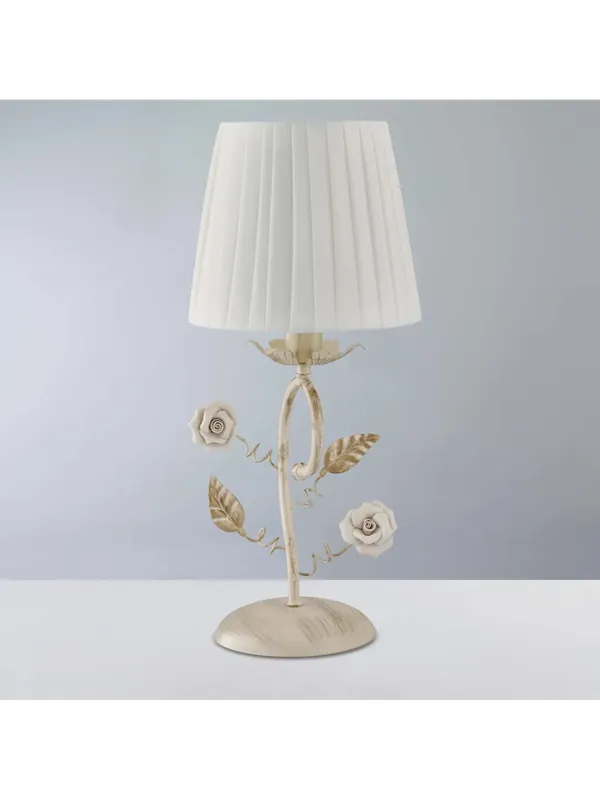 Lumetto classico shabby in ferro battuto avorio con rose a 1 luce lgt 282 Promozione Esclusiva