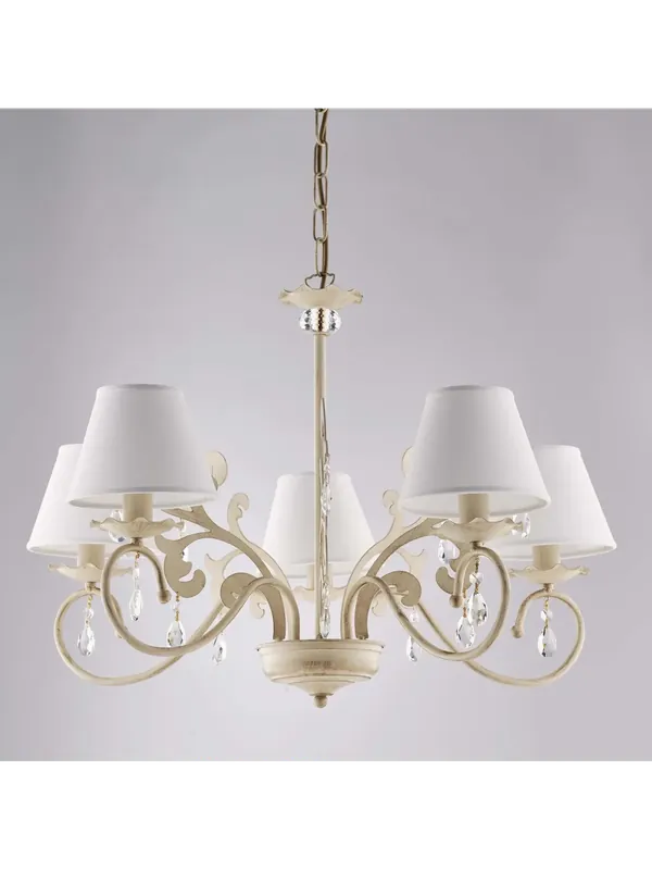 Direttamente Dal Produttore Lampadario classico in ferro battuto avorio e cristallo a 5 luci lgt 279