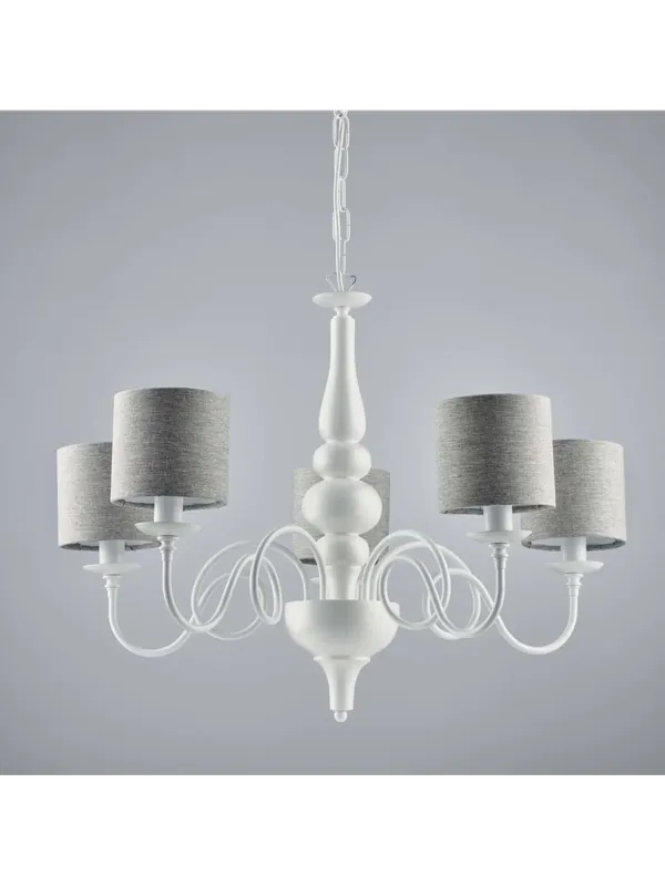 Nuova Collezione Lampadario contemporaneo shabby bianco e grigio a 5 luci lgt 265