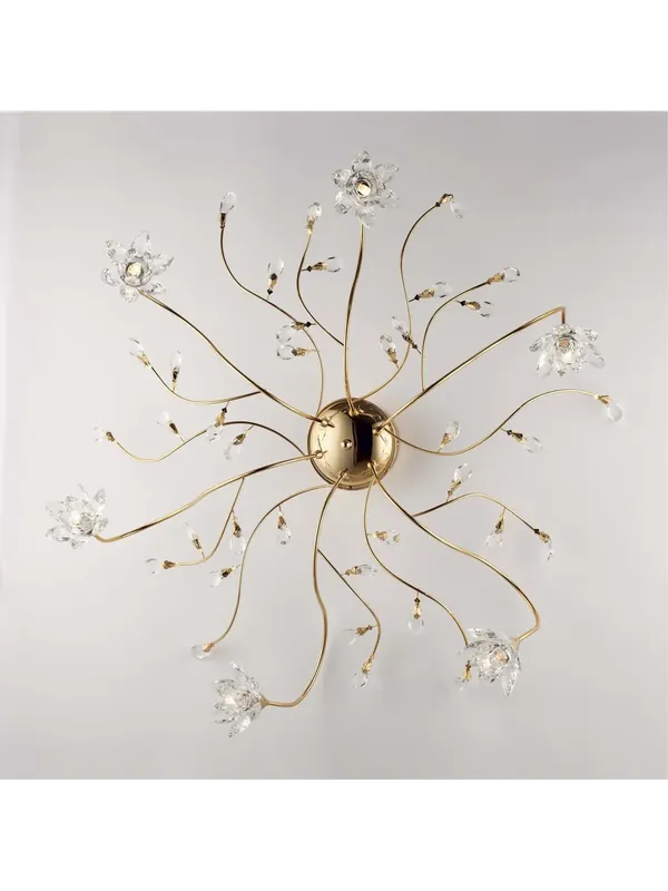 Saldi Plafoniera classica oro in cristallo a 6 luci luxury design swarovsky lgt 262