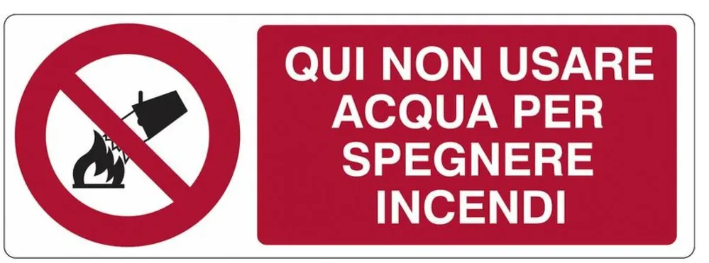 Offerta Del Giorno Cartello in alluminio Cartelli segnalatori testo ‘ qui non usare acqua per spegnere gli incendi‘ - E1823-K