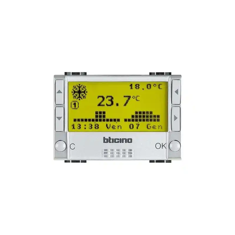 bticino living light tech cronotermostato a batterie giornaliero settimanale grigio chiaro bticino nt4451 Di Tendenza