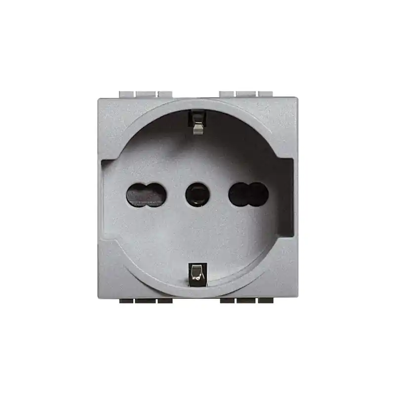bticino living light tech presa unel e bipasso scuko 10a 16a grigio chiaro frutto bticino nt4140/16 Saldi