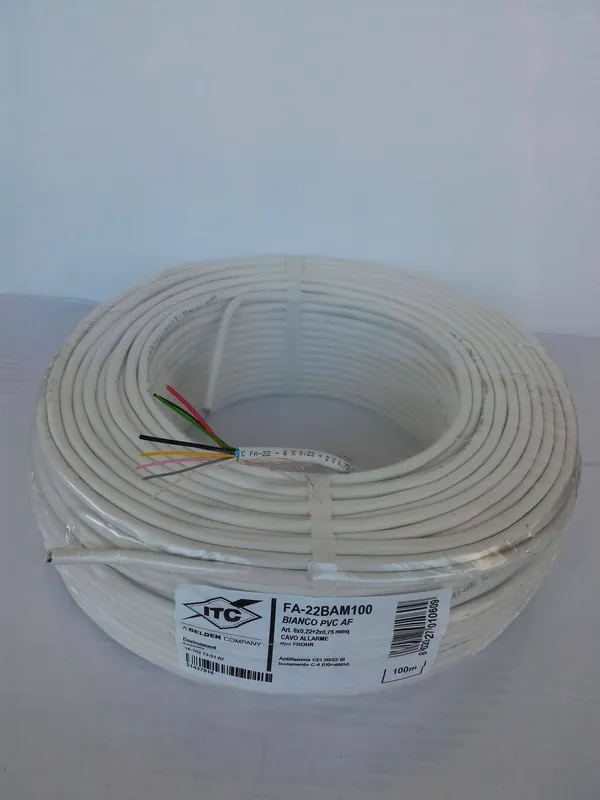 ITC 100MT CAVO ALLARME SCHERMATO 8 CONDUTTORI 6X0,22+2X0,75 FA-22BAM100 Ultima Occasione