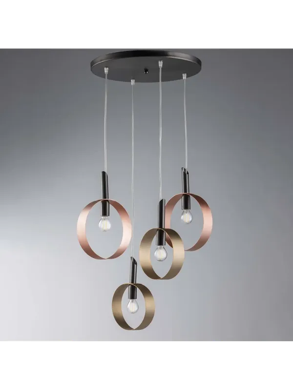 Lampadario contemporaneo con cerchi in metallo a 4 luci luxury lgt 200 Acquista Ora