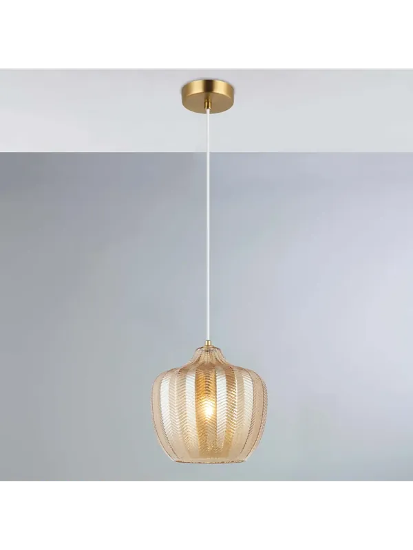 Soddisfatti O Rimborsati Lampadario a sospensione design vetro ambra a 1 luce luxury lgt 195