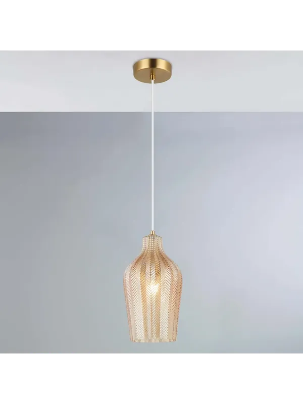 Novità Lampadario a sospensione design vetro ambra a 1 luce luxury lgt 194