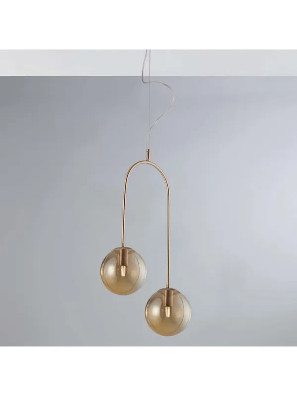 Esclusivo Lampadario moderno oro satinato con sfere a 2 luci luxury lgt 161