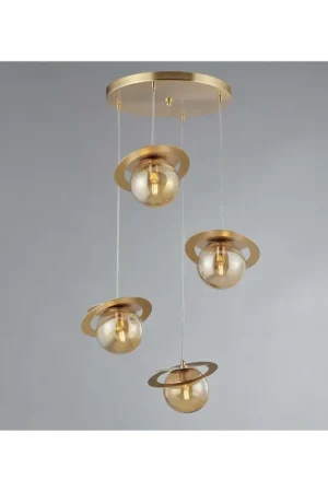 A Buon Prezzo Lampadario moderno oro satinato con sfera a 4 luci luxury lgt 159