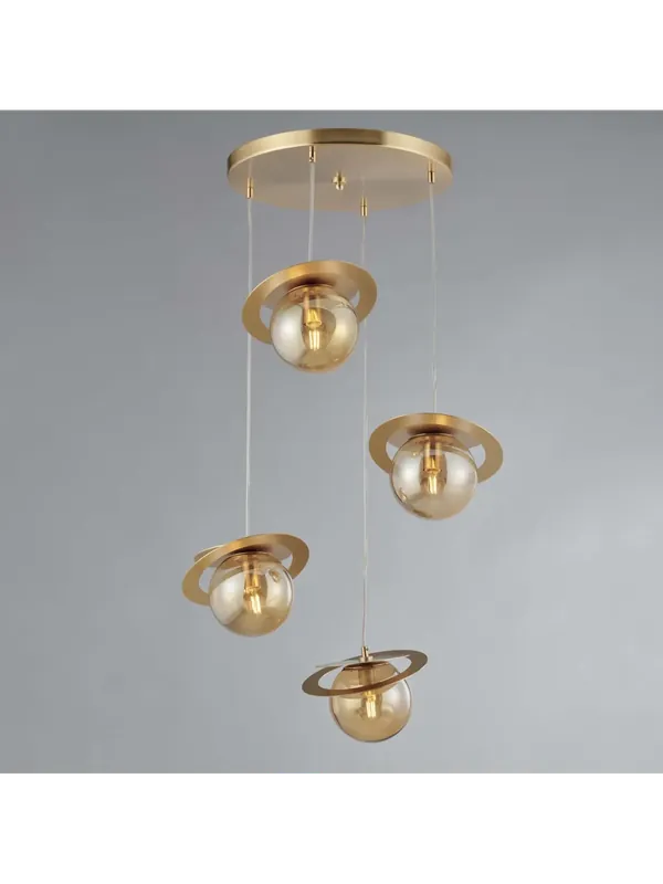 A Buon Prezzo Lampadario moderno oro satinato con sfera a 4 luci luxury lgt 159