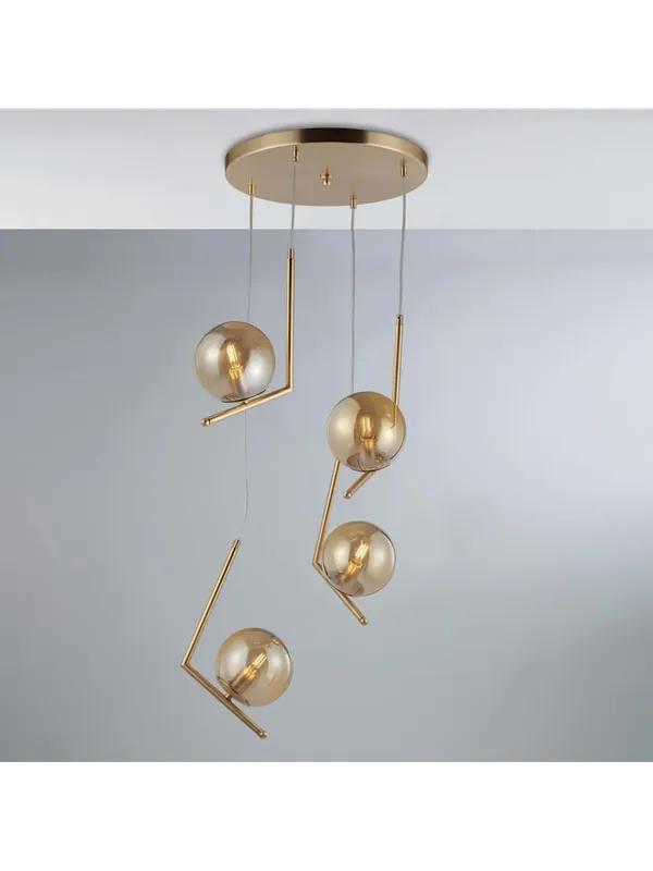 Pagamento Sicuro Lampadario moderno oro satinato con sfera a 4 luci luxury lgt 158