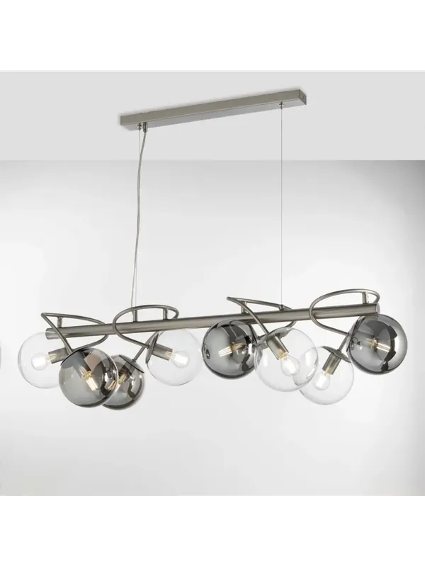 Lampadario moderno nickel satinato con sfere a 8 luci luxury lgt 156 Occasione Imperdibile