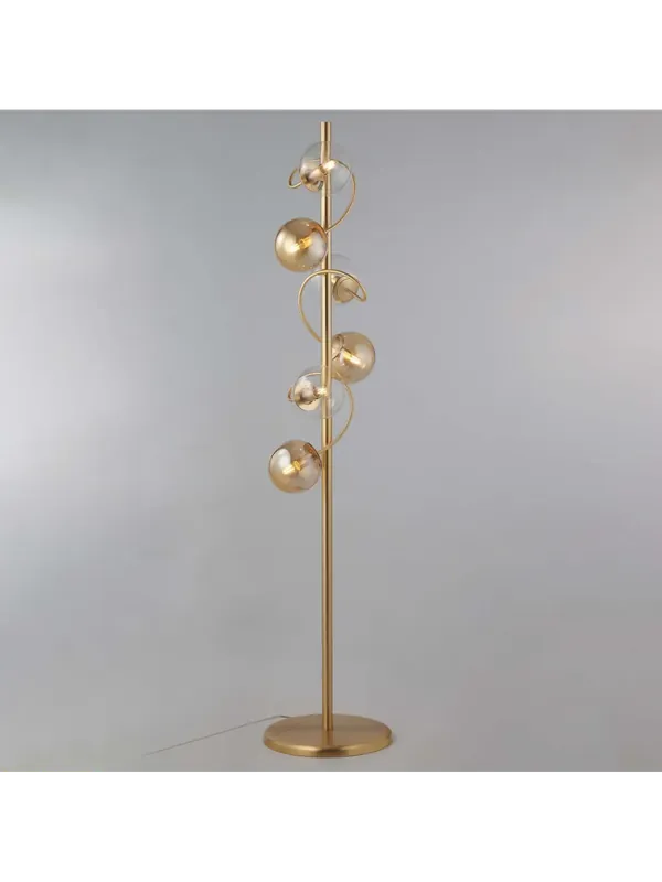 Piantana lampada moderna oro satinato con sfere a 6 luci luxury lgt 153 Solo Oggi