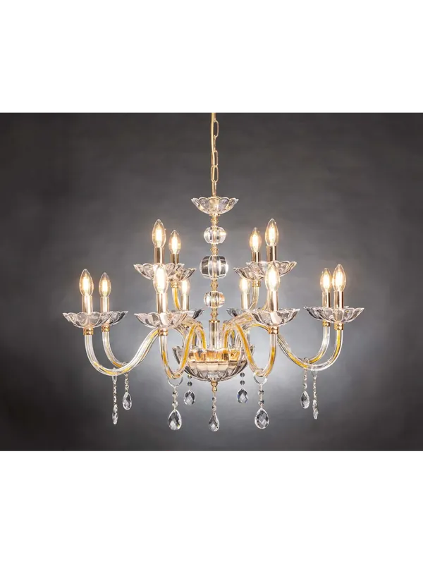Quantità Limitata Lampadario classico in cristallo oro a 12 luci design swarovsky coll. zeus