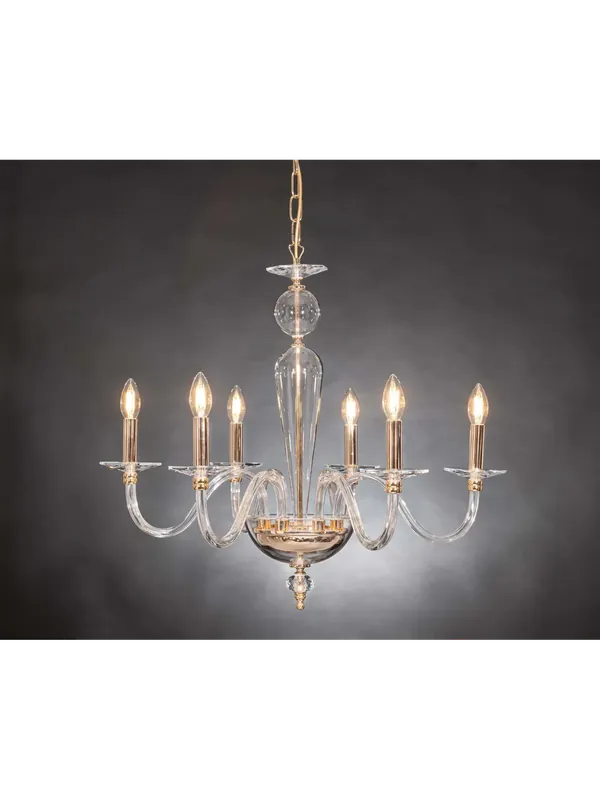 Esclusivo Lampadario classico in cristallo oro a 6 luci design swarovsky coll. cipro