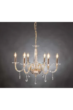 Acquista Ora Lampadario classico in cristallo oro a 6 luci design swarovsky coll. marò