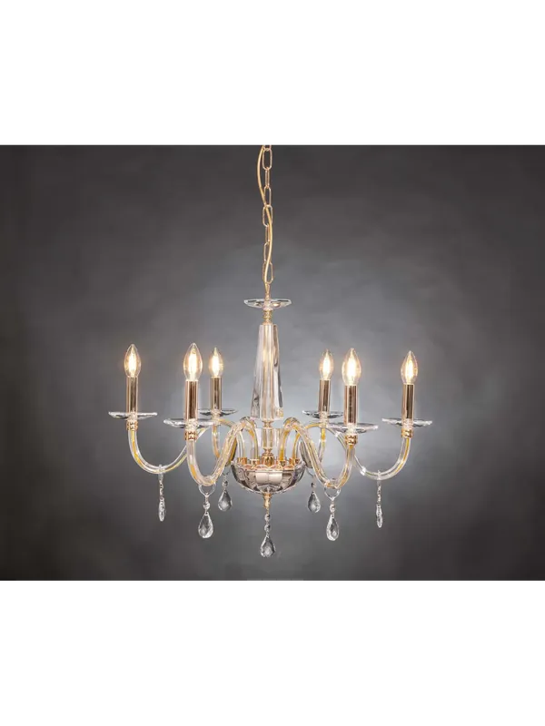Acquista Ora Lampadario classico in cristallo oro a 6 luci design swarovsky coll. marò