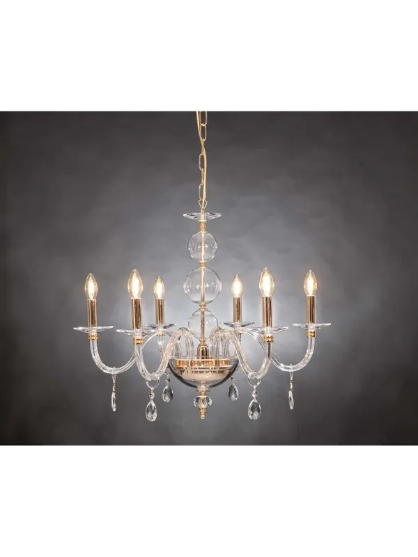Lampadario classico in cristallo oro a 6 luci design swarovsky coll. creta Esclusivo