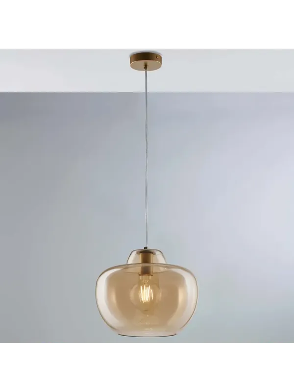 Offerta Lampadario a sospensione moderno design vetro ambra a 1 luce luxury lgt 192