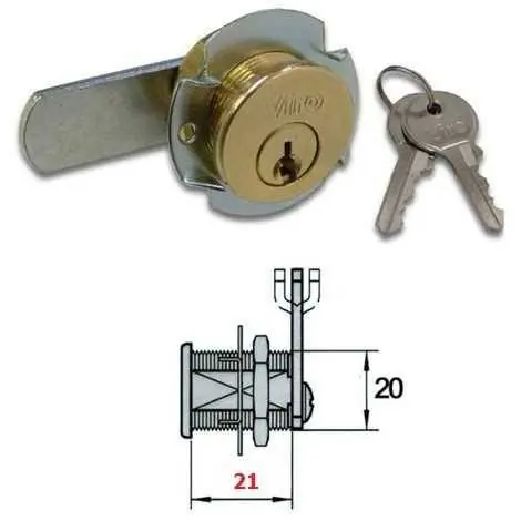 Ultimissimo Modello Viro 1053 serratura universale a levetta Ø 20mm, lunghezza 21mm