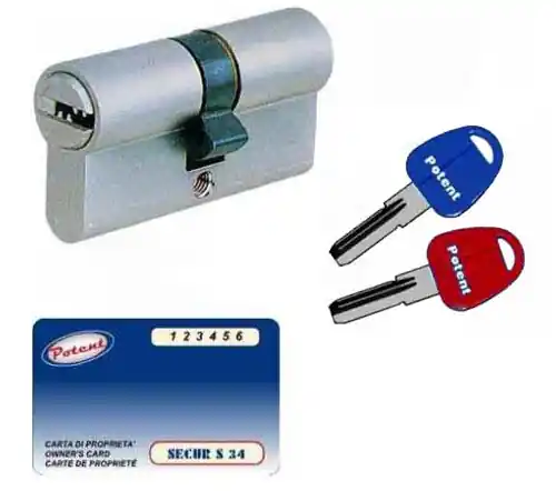 Popolare Cilindro di sicurezza profilo europeo cromo satinato a chiave punzonata Potent 30 - 50 mm con 5 chiavi + 1 da cantiere