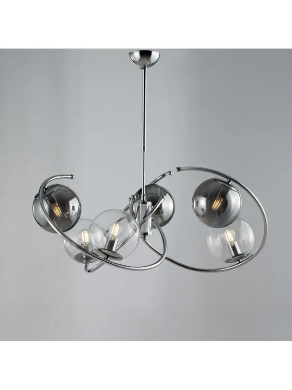 Professionale Lampadario moderno cromato con sfere a 6 luci luxury lgt 177