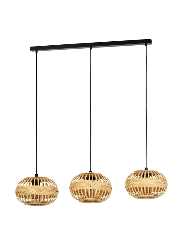 Prezzo Scontato Lampadario rustico in metallo e legno naturale a 3 luci GL1923