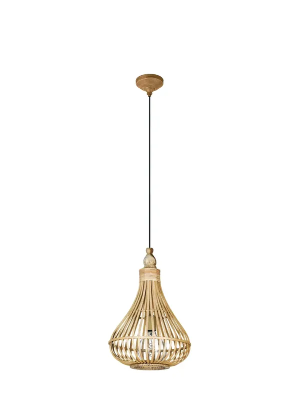 Lampadario rustico in metallo e legno naturale a 1 luce GL1920 Pagamento Sicuro