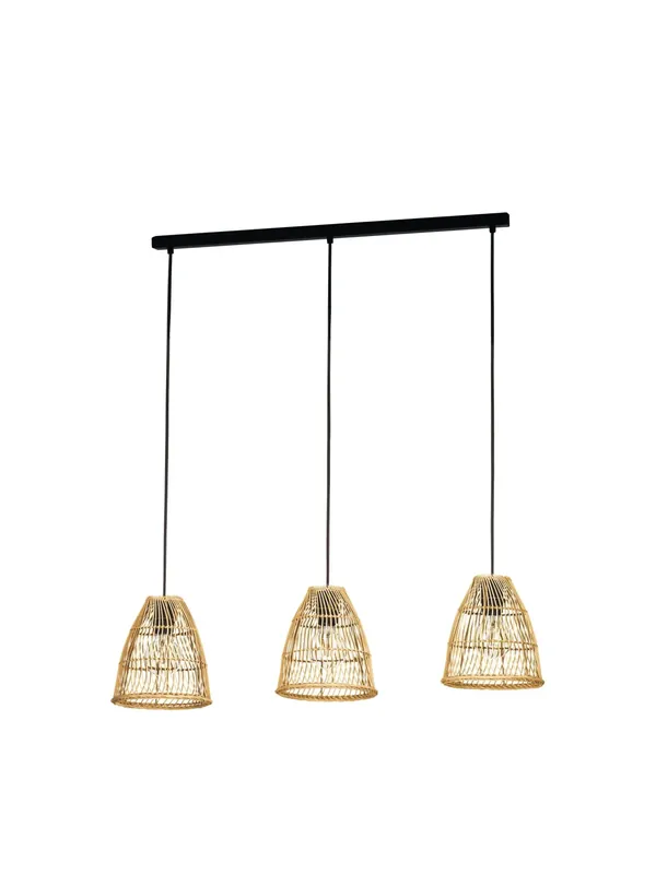 Promo Stagionale Lampadario rustico in metallo nero e legno a 3 luci GL1919