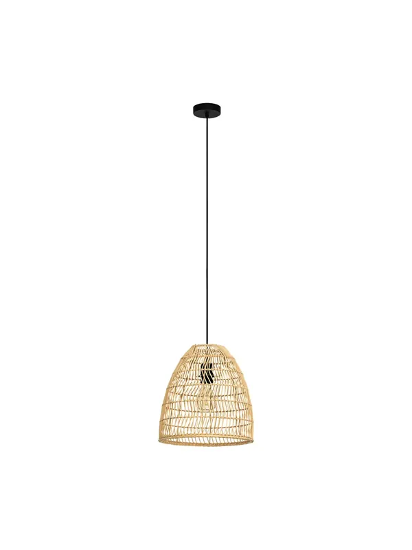 Lampadario rustico in metallo nero e legno a 1 luce GL1918 Popolare